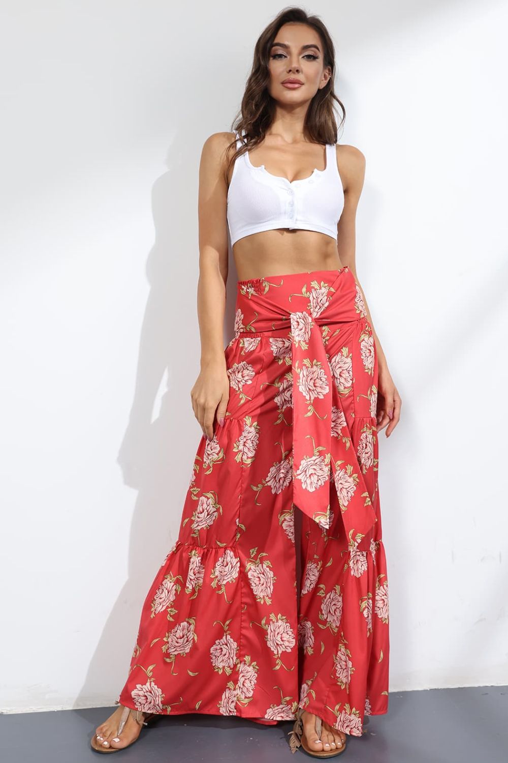 Printed High-Rise Tied Culottes