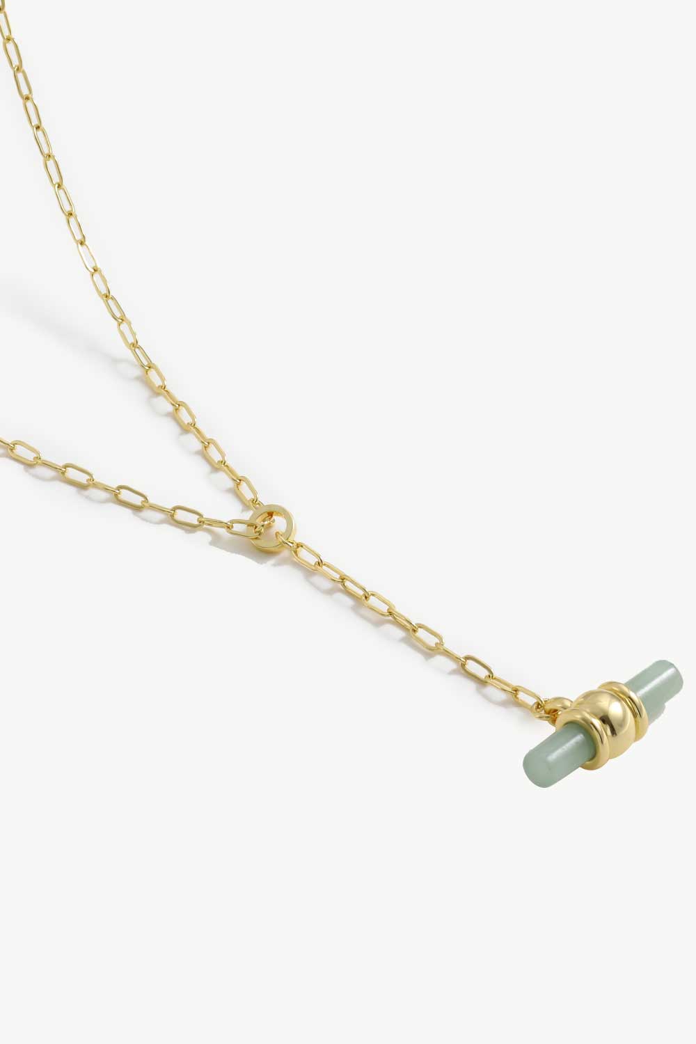 Gold-Plated Bar Pendant OT Chain Necklace