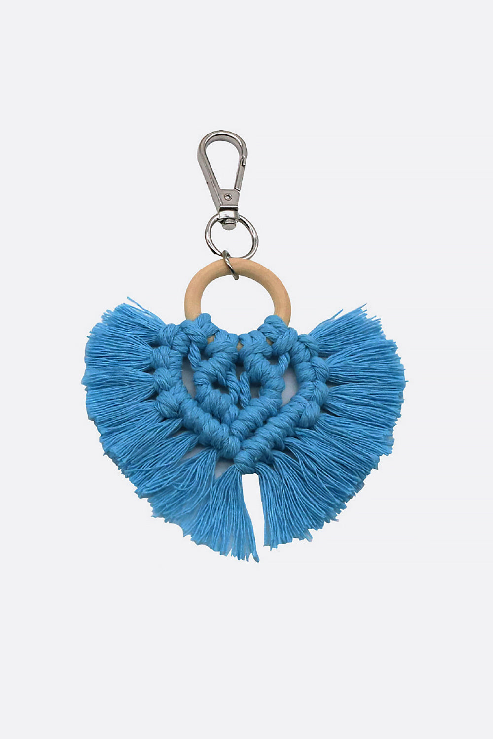 Assorted 4-Pack Heart-Shaped Macrame Fringe Keychain