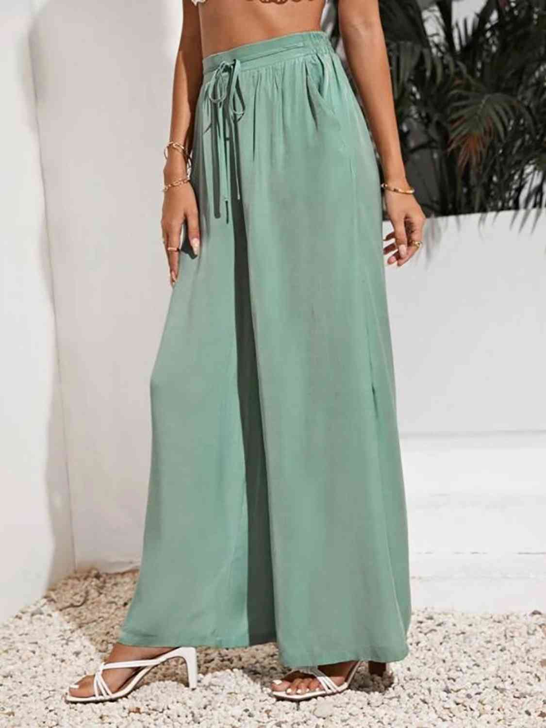 Drawstring Wide Leg Pants