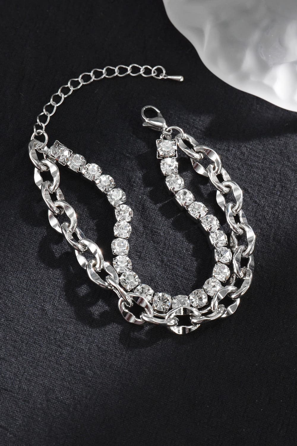 Double-Layered Zircon Decor Alloy Bracelet