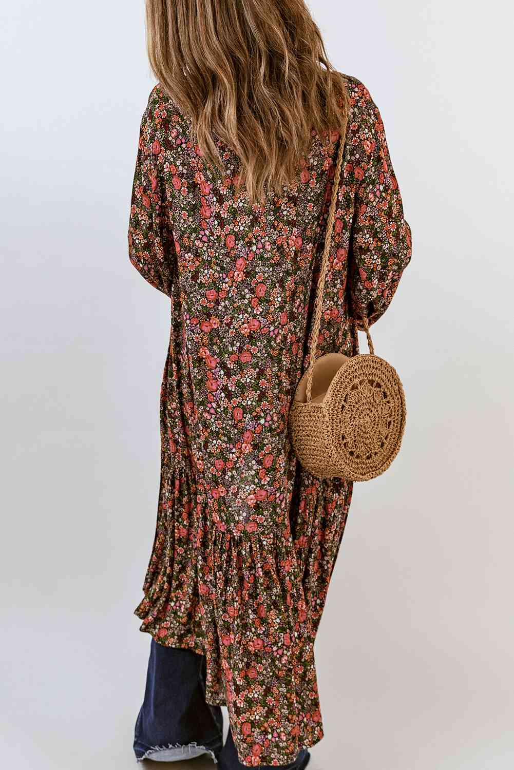 Floral Open Front Duster Cardigan