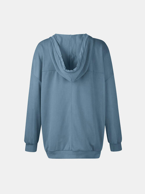 Drawstring V-Neck Long Sleeve Hoodie