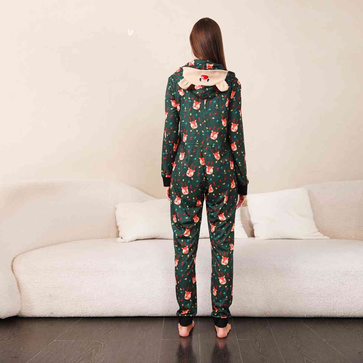 Printed Hooded Long Sleeve Jumpsuit