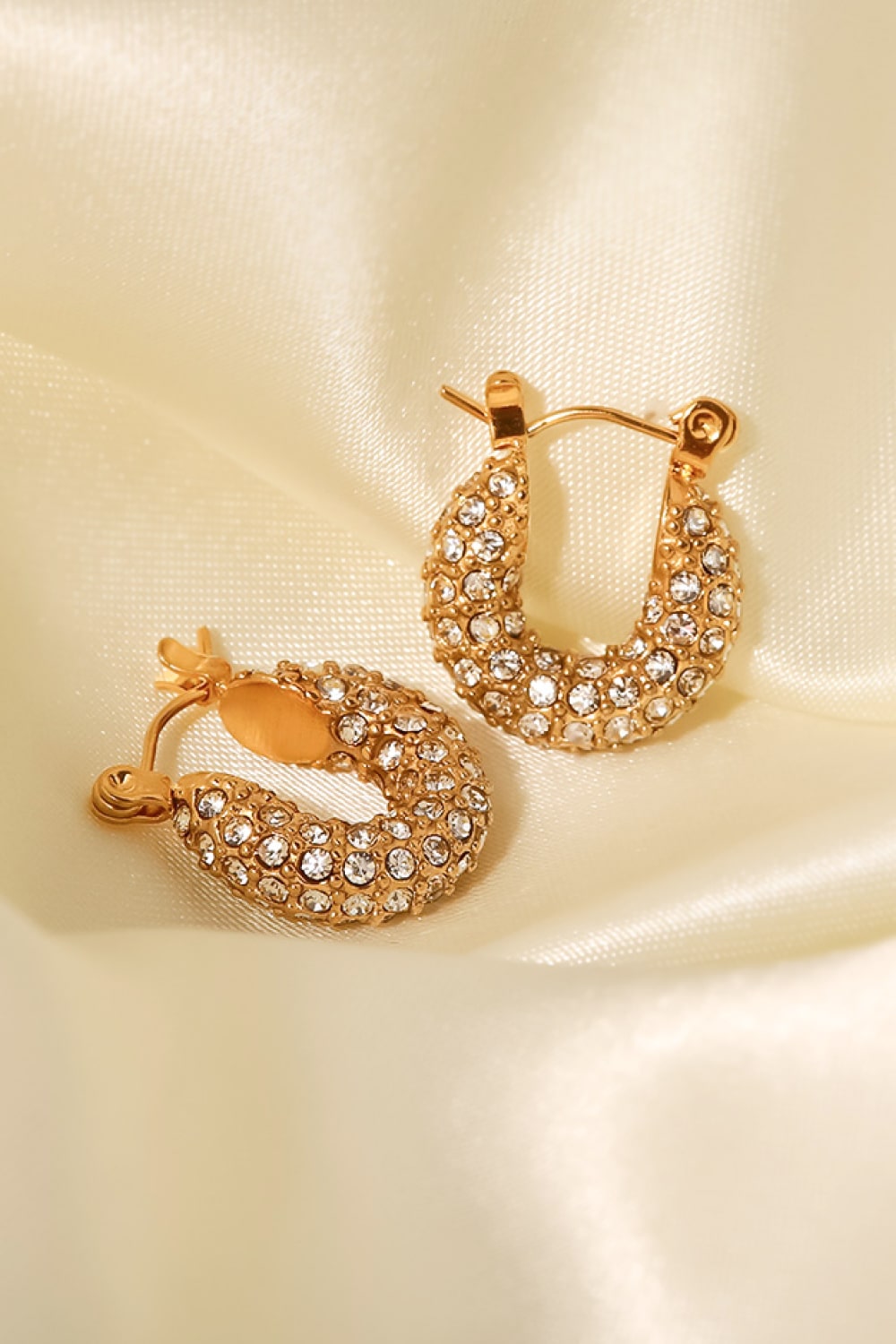 18K Gold Plated Inlaid Zircon Hoop Earrings