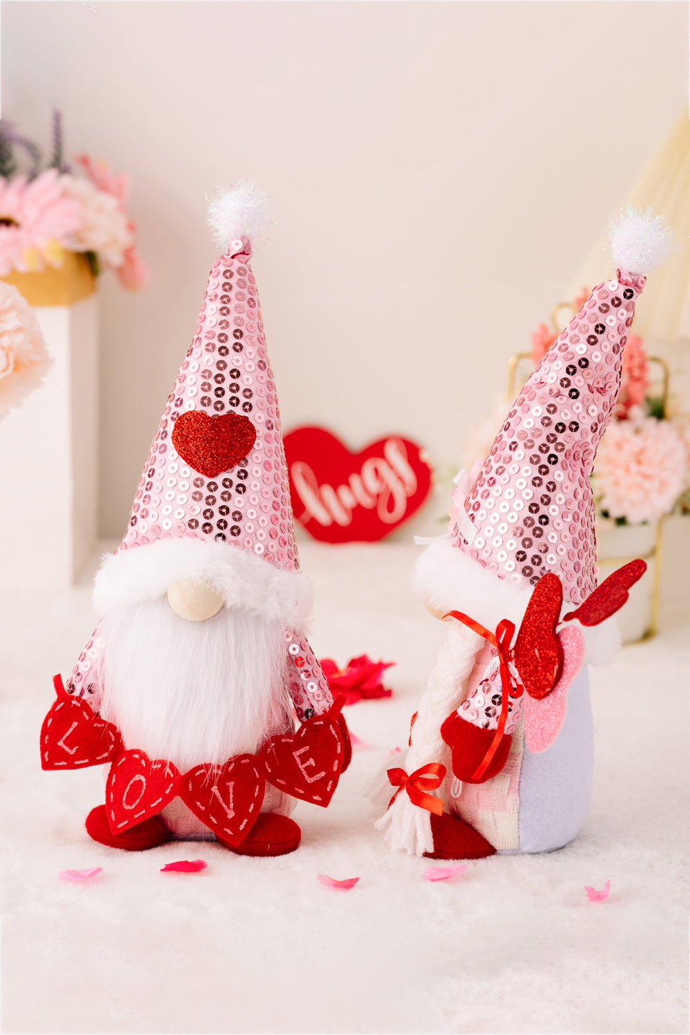 Valentine's Day Sequined Heart Pointed Hat Faceless Gnome