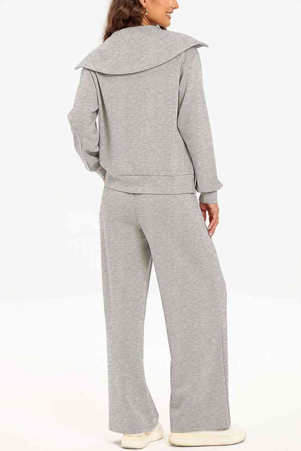 Half Zip Collared Neck Sweatshirt and Pants Set