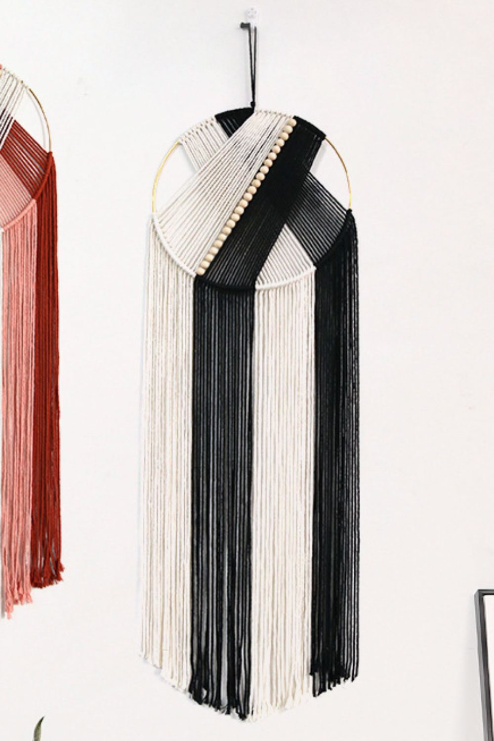 Contrast Macrame Hoop Wall Hanging