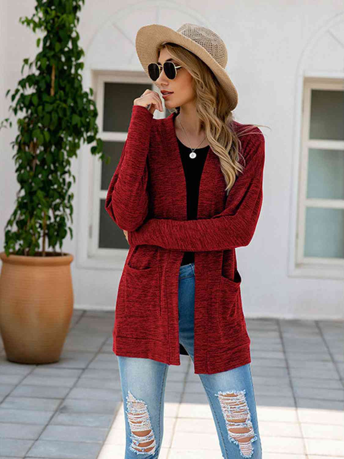 Open Front Long Sleeve Cardigan