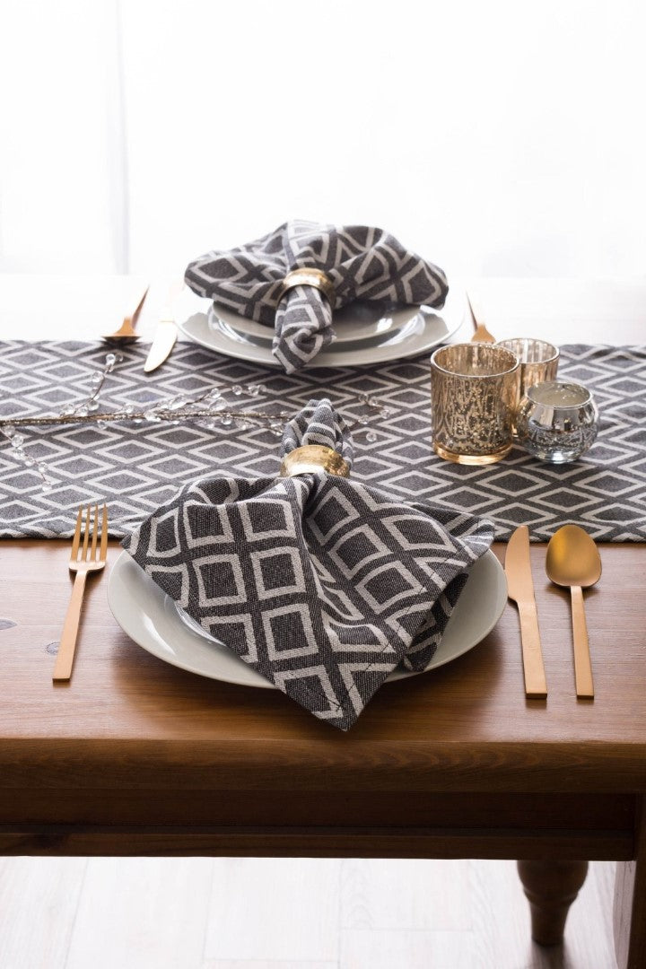 Black & White Diamond Table Runner 14X108 