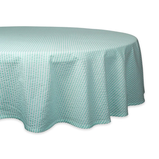 Aqua Seersucker Tablecloth 70 Round 