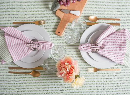 Bright Green Seersucker Tablecloth 60X104 