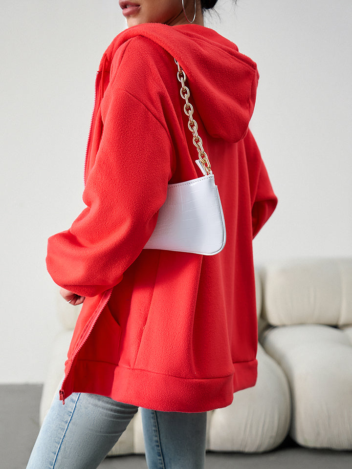 Dropped Shoulder Hooded Jacket with Pocket