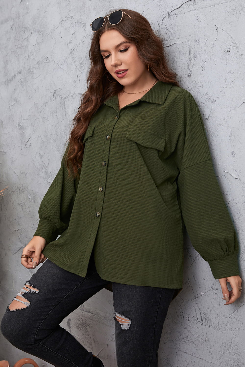 Plus Size Dropped Shoulder Shirt