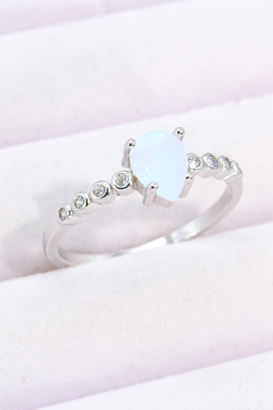 Teardrop Natural Moonstone Ring