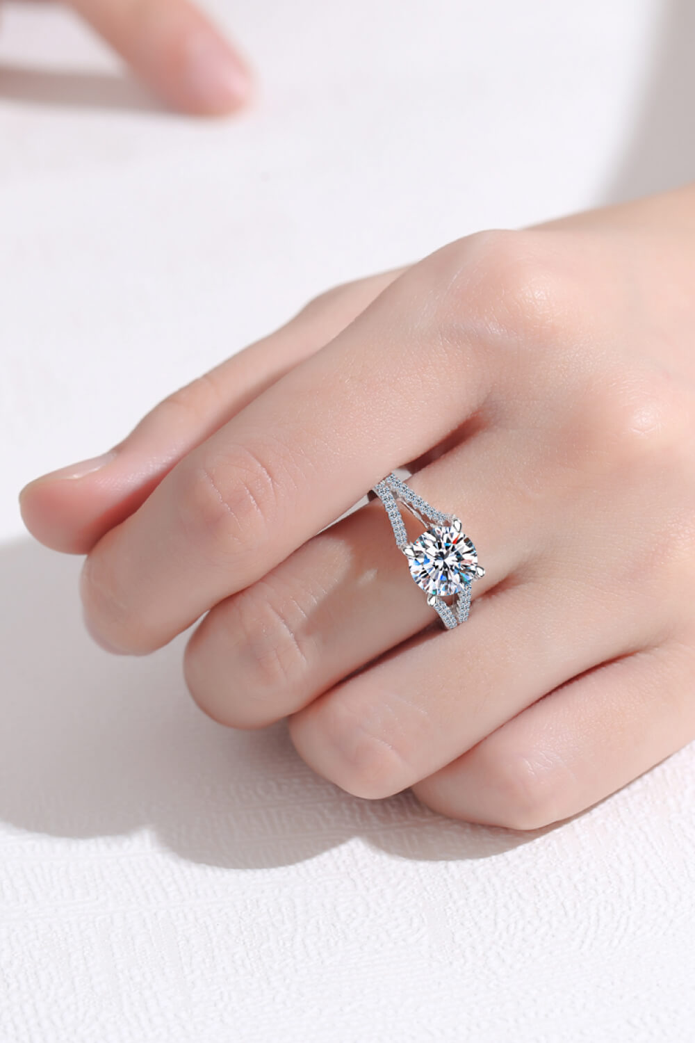 Stylish Moissanite Sterling Silver Ring