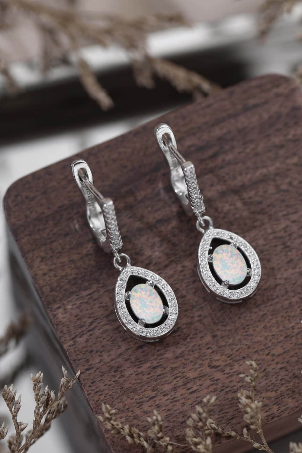 Opal Pear Shaped Drop Earrings