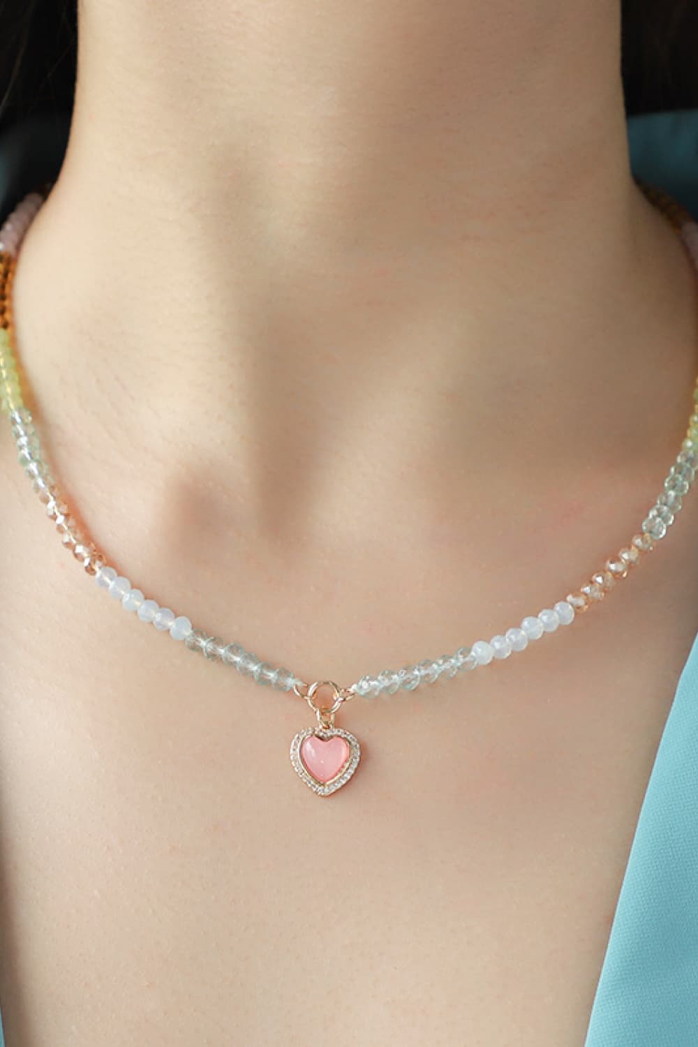 Heart Pendant Beaded Necklace