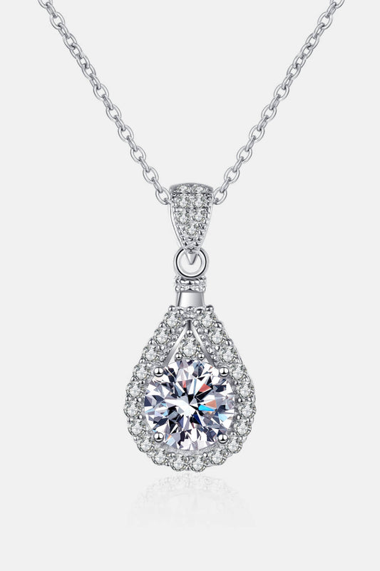 1 Carat Moissanite Teardrop Pendant Chain Necklace