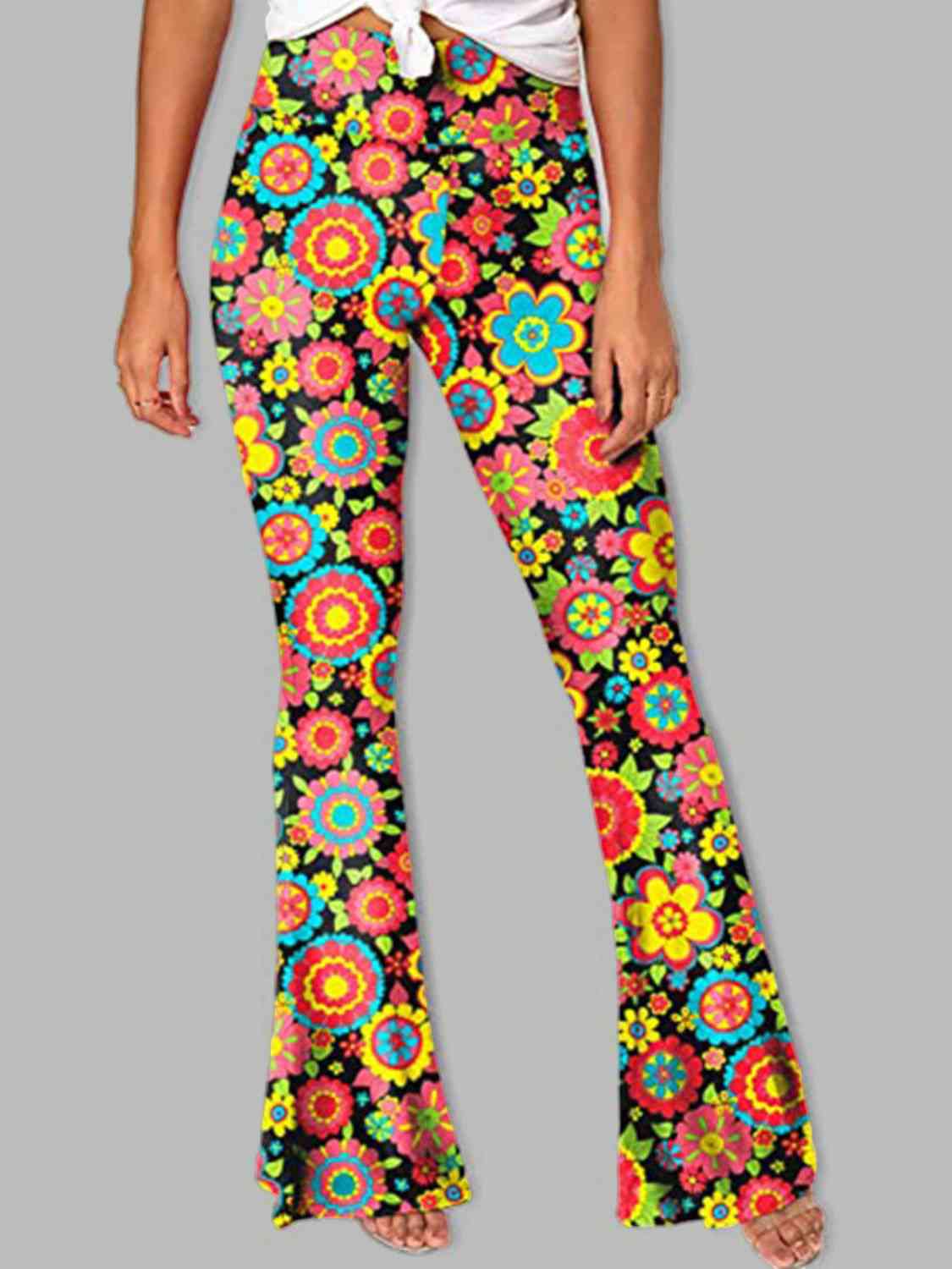 Floral High Waist Flare Leg Pants