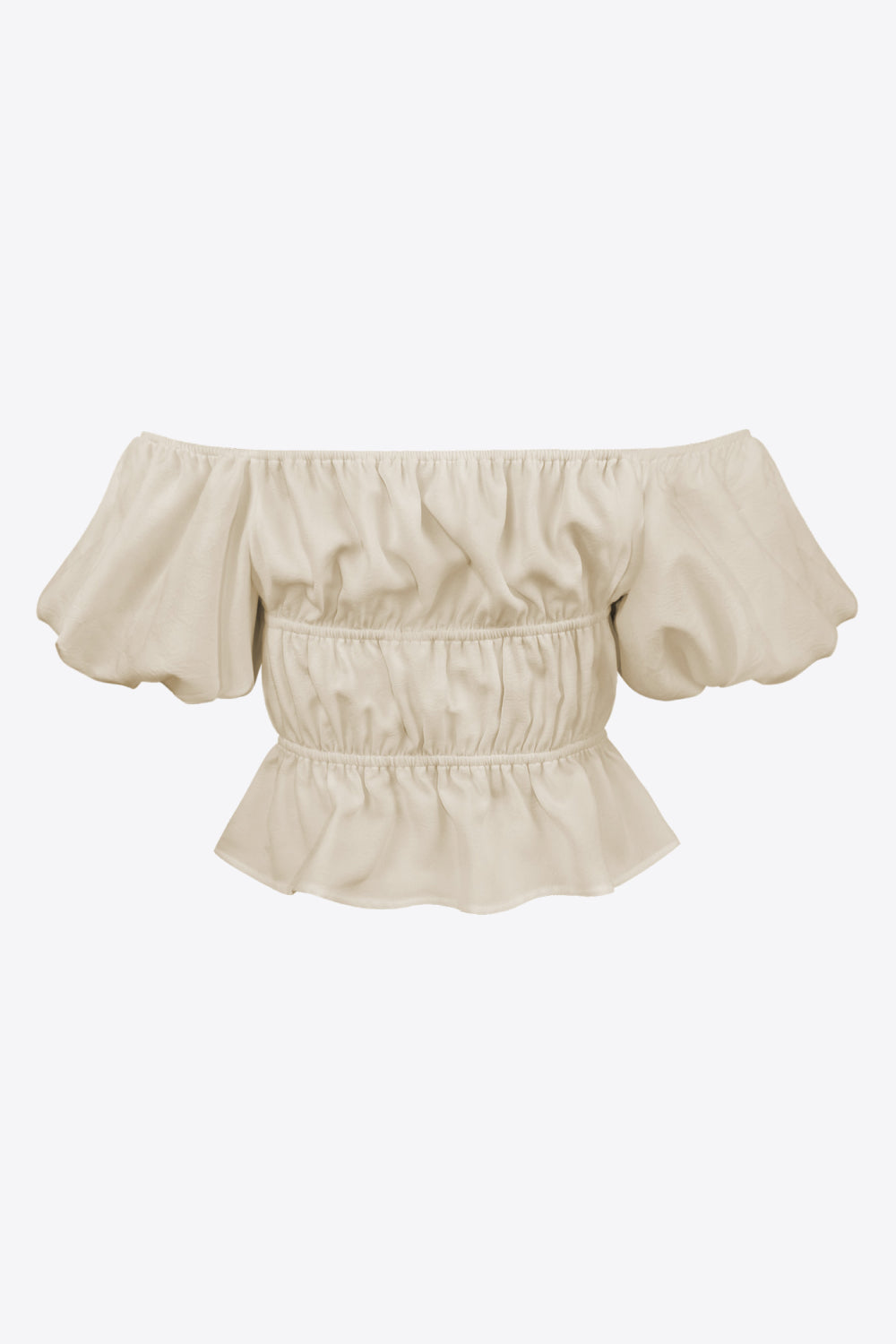 Square Neck Balloon Sleeve Cropped Blouse