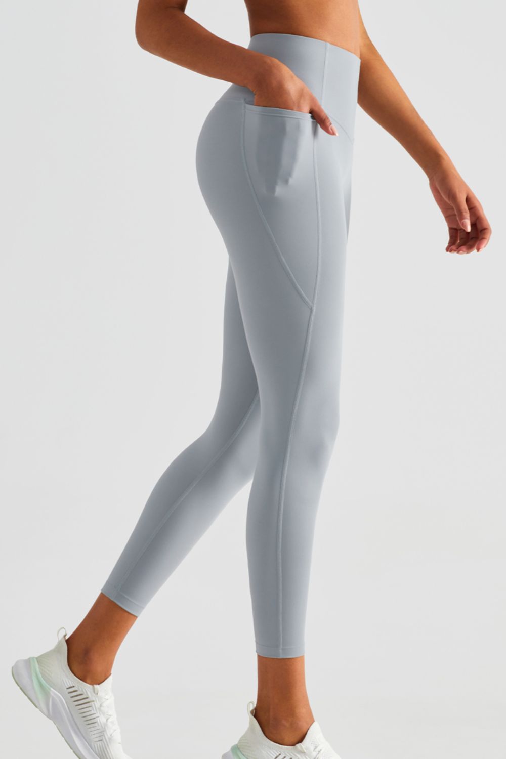 Wide Waistband Sports Leggings with Pockets