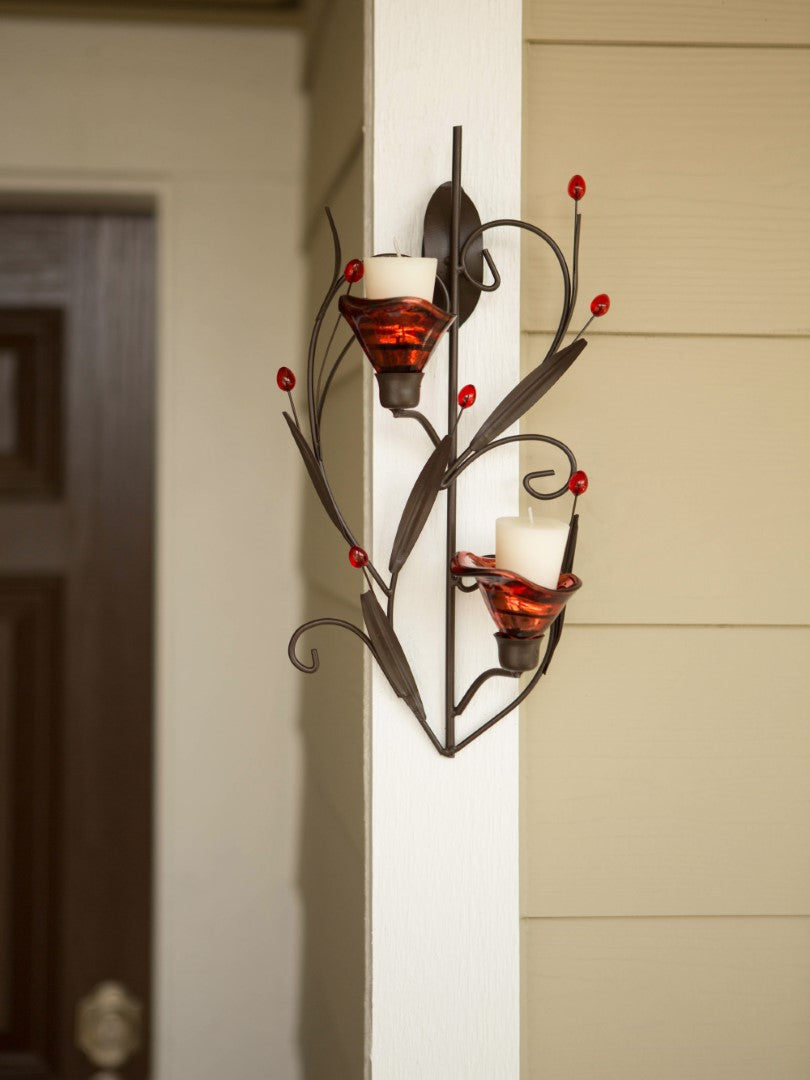 Ruby Blossom Tealight Sconce 