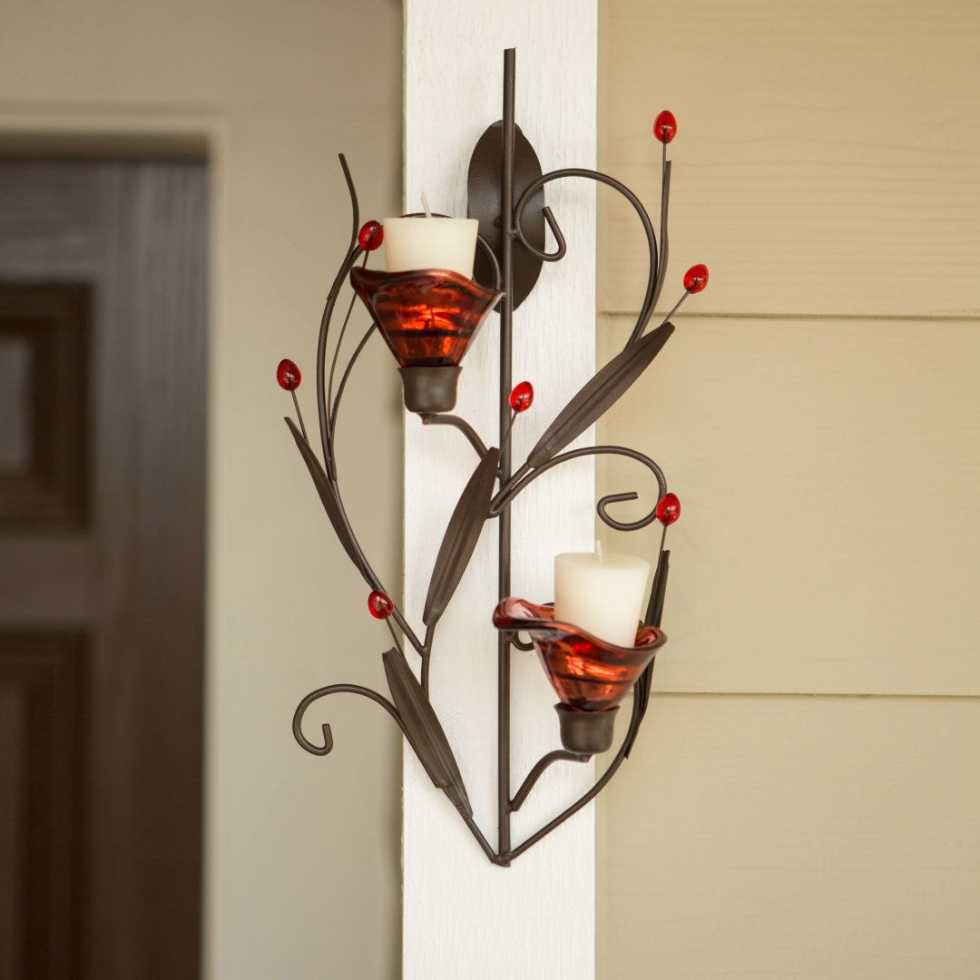 Ruby Blossom Tealight Sconce 