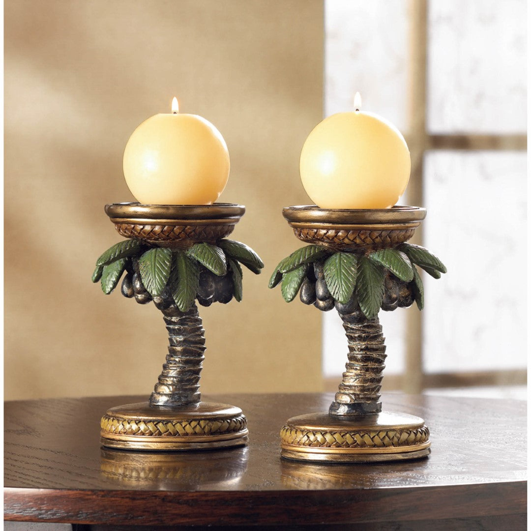 Coconut Tree Candleholders Pr. 