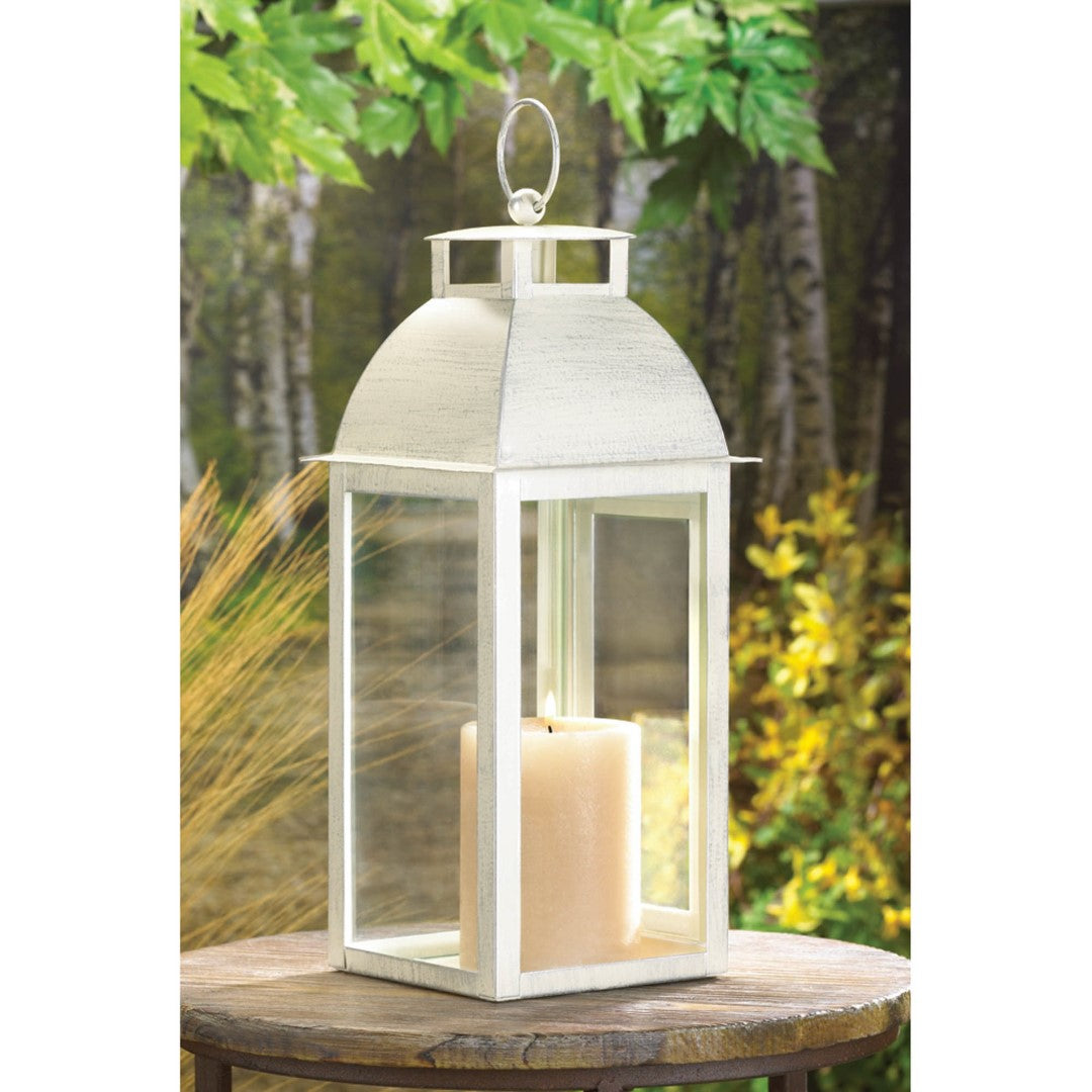 Distressed Ivory Candle Lantern 