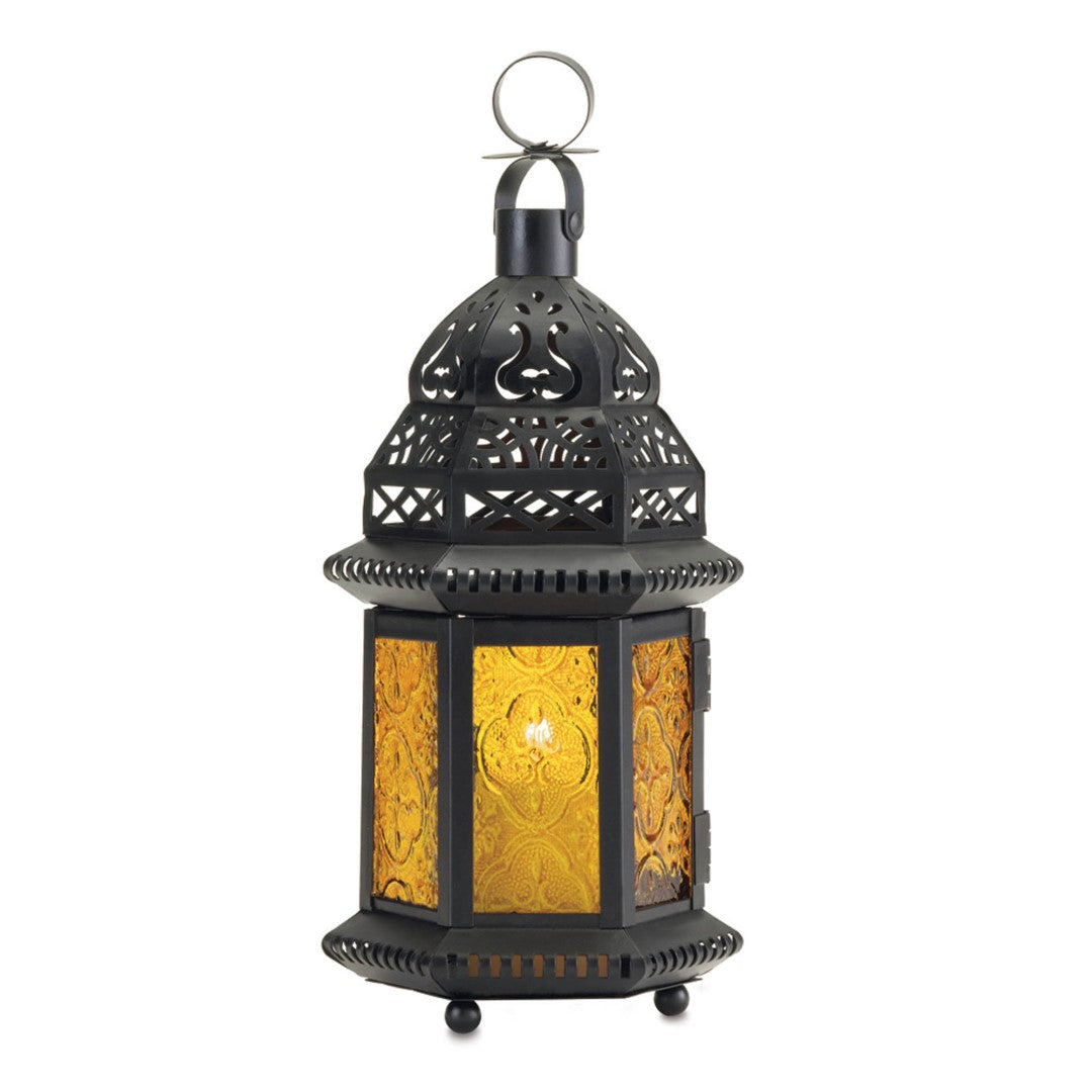 Large Yellow Glass Moroccan Lantern 