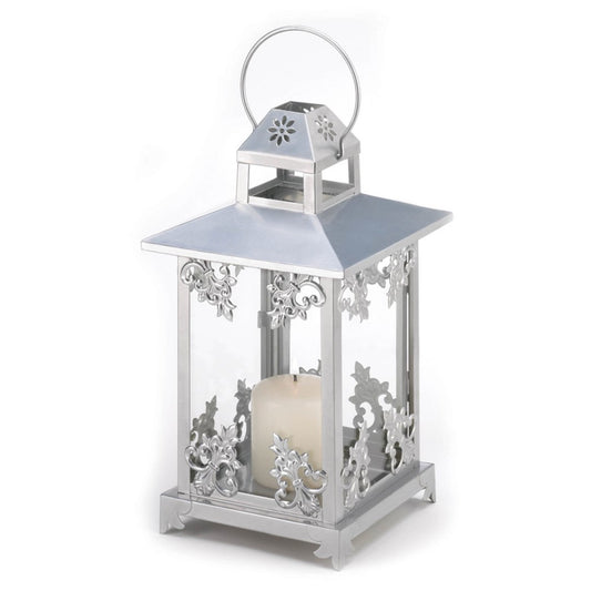 Silver Scrollwork Candle Lantern 