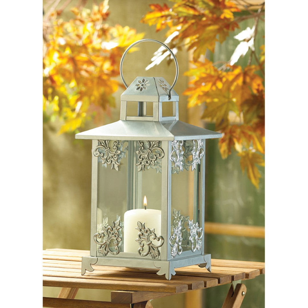 Silver Scrollwork Candle Lantern 