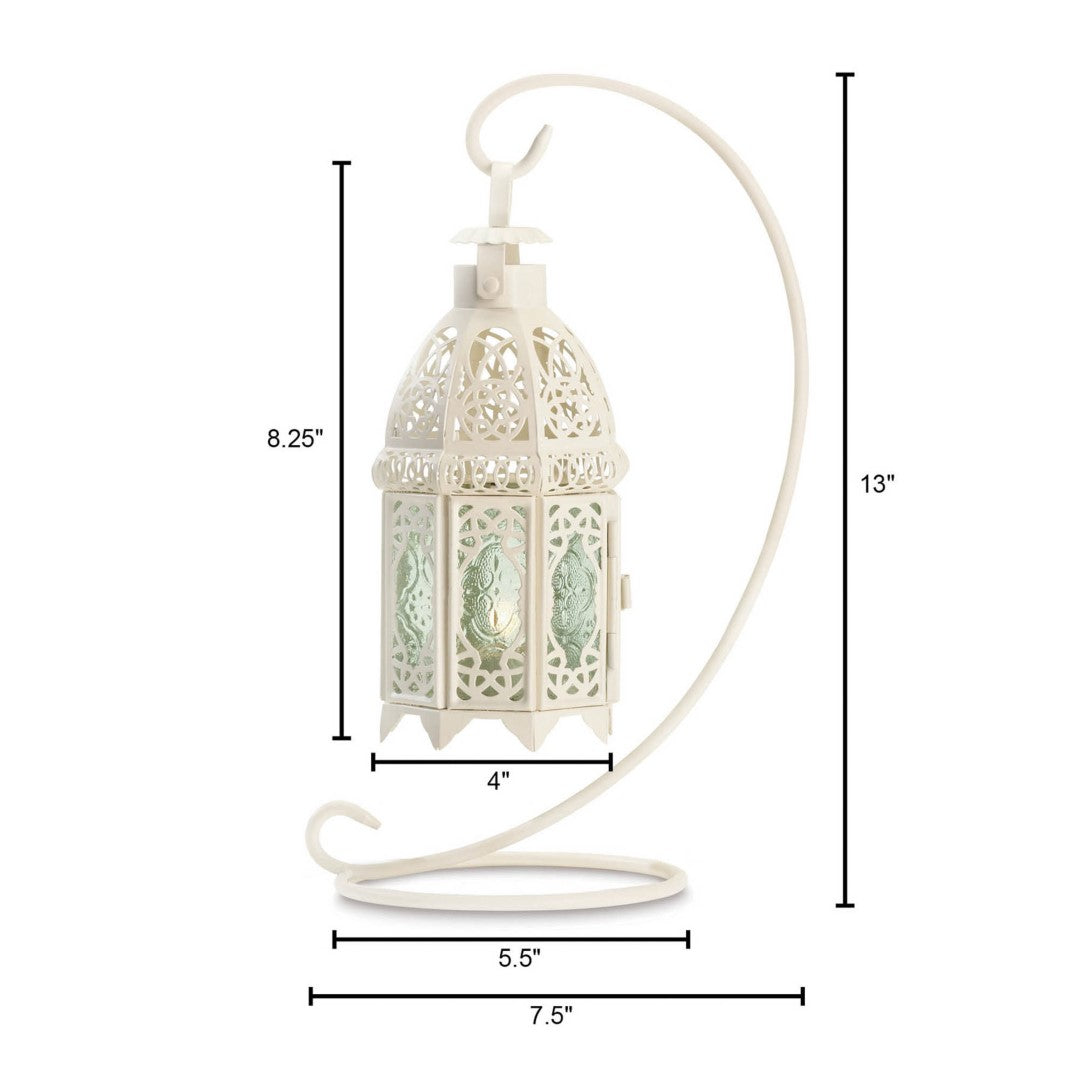 White Fancy Candle Lantern With Stand 