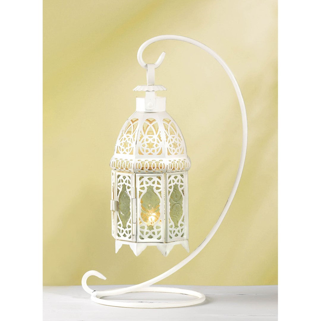 White Fancy Candle Lantern With Stand 