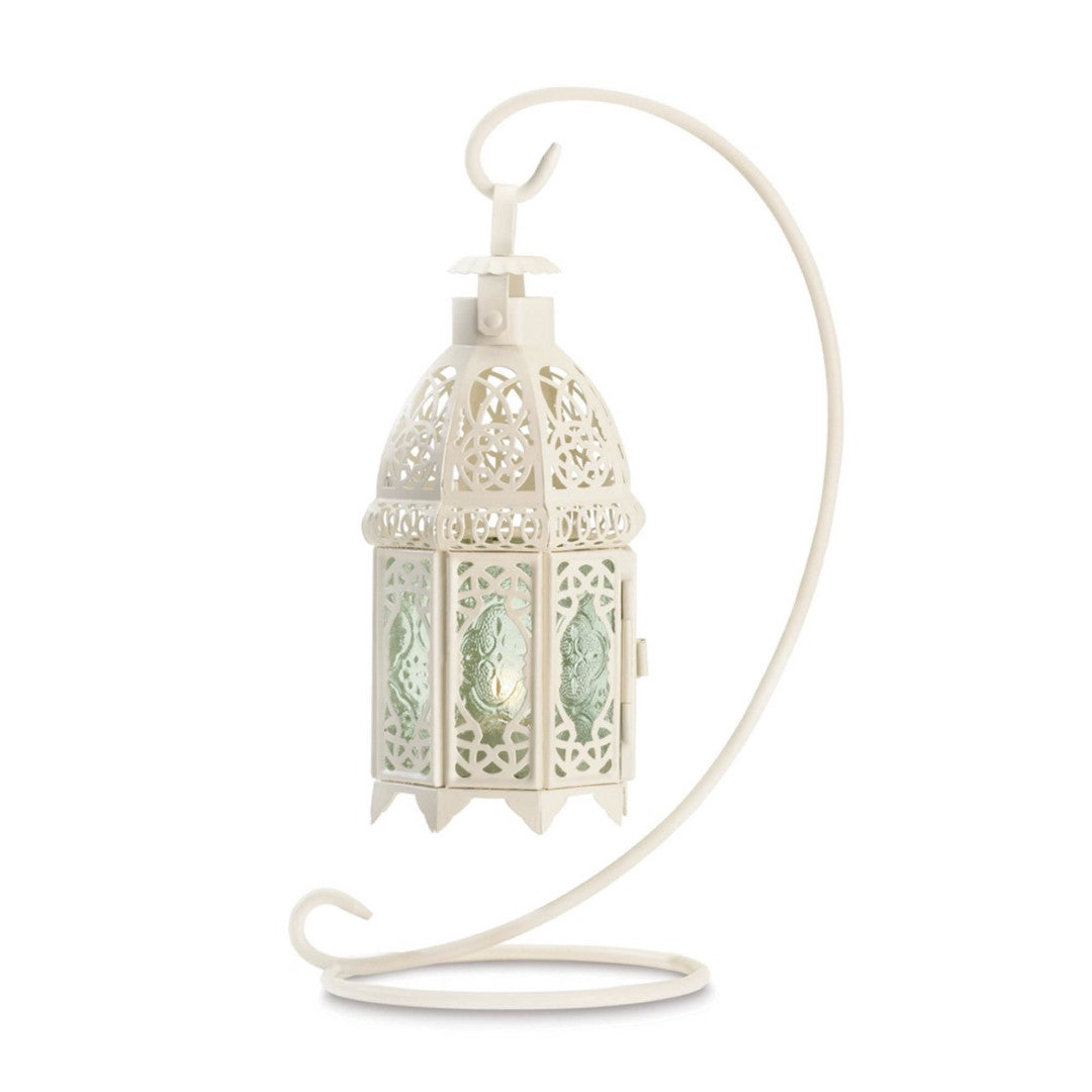 White Fancy Candle Lantern With Stand 