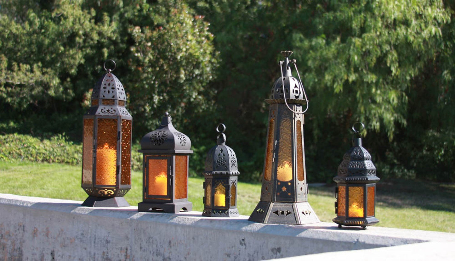 Amber Moroccan Candle Lantern 