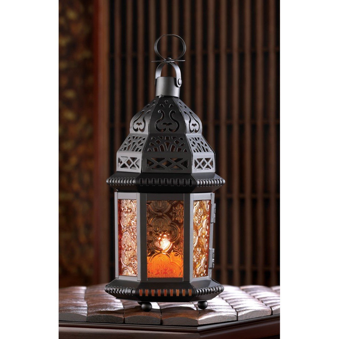 Amber Moroccan Candle Lantern 