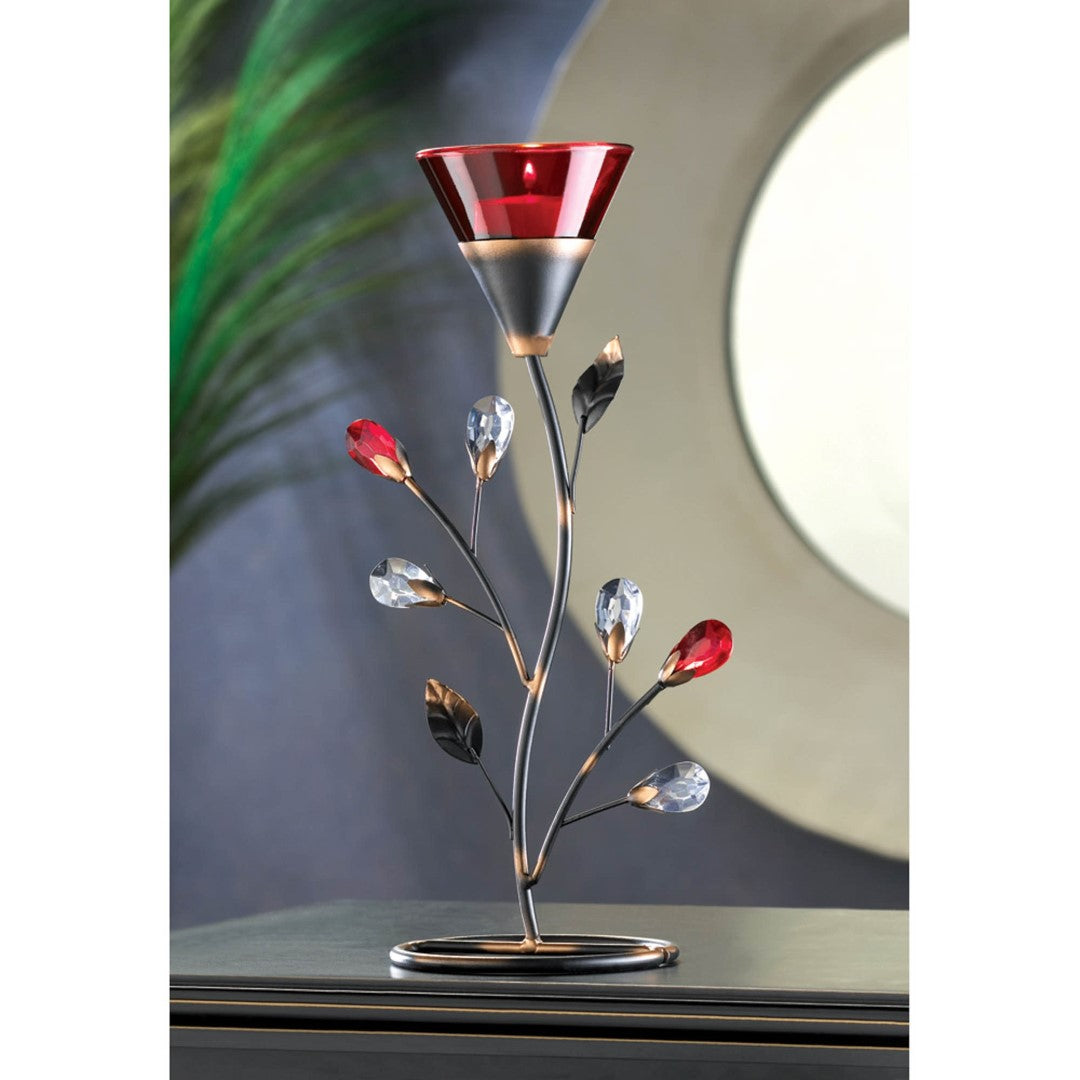 Ruby Blossom Tealight Holder 