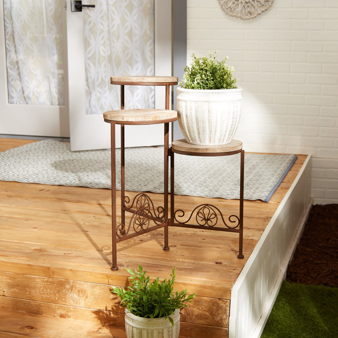 Rustic Triple Planter Stand 