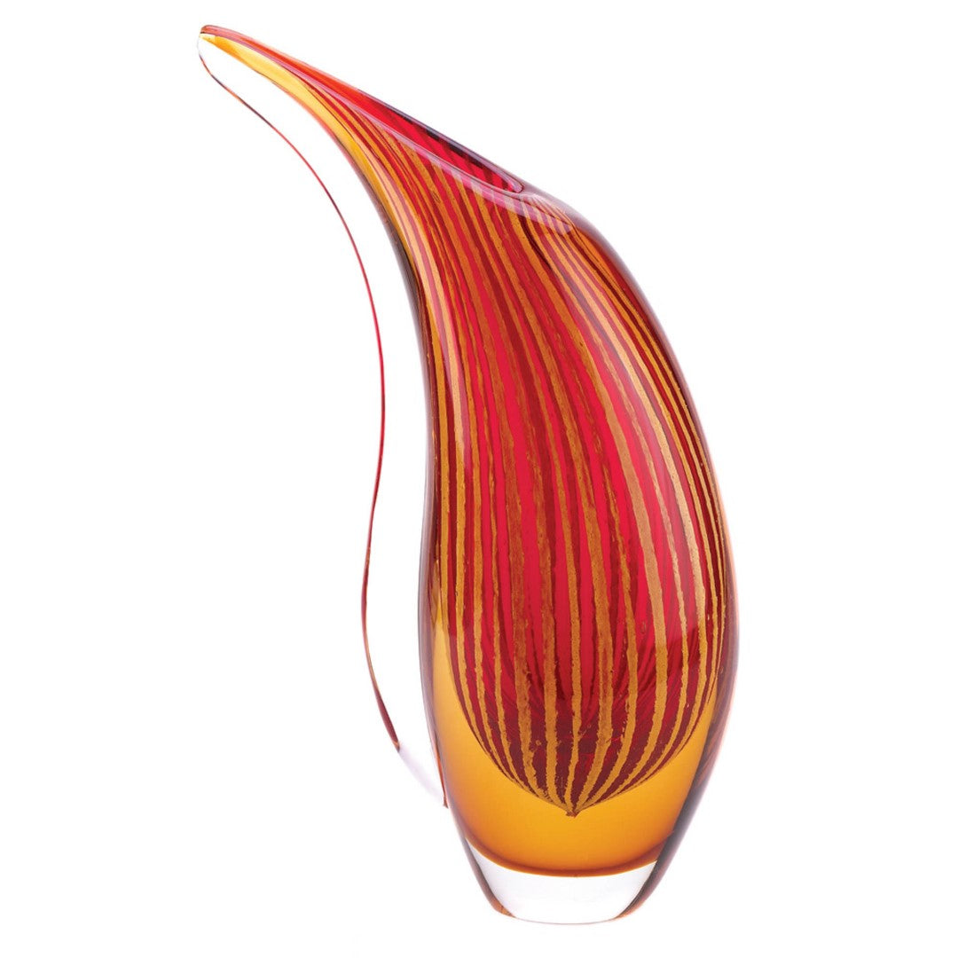 Crimson Sunset Art Glass Vase 