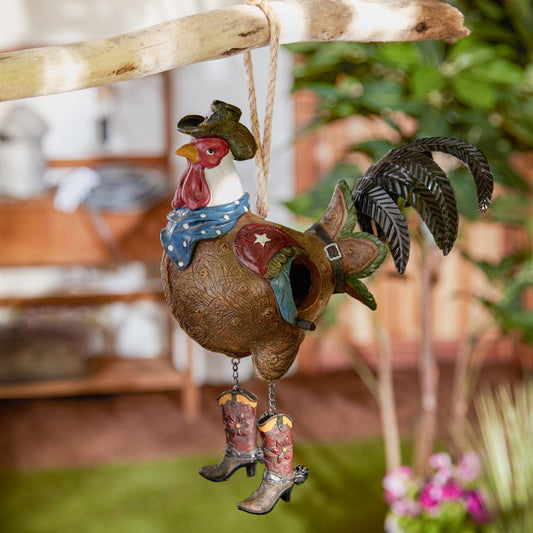 Cowboy Rooster Birdhouse 