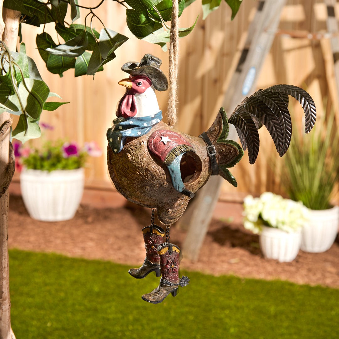 Cowboy Rooster Birdhouse 