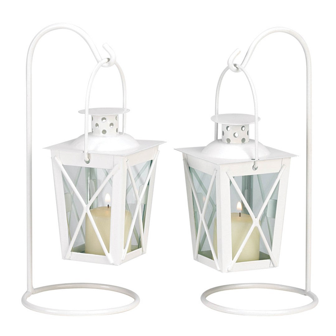 White Railroad Candle Lanterns 