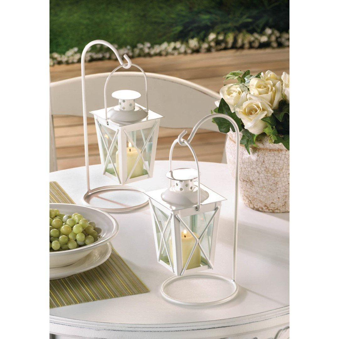 White Railroad Candle Lanterns 