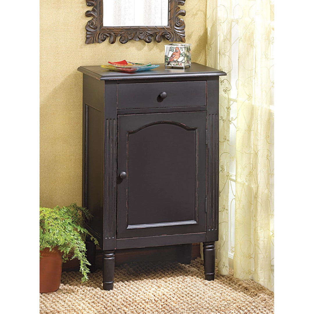 Antiqued Black Wood Cabinet 