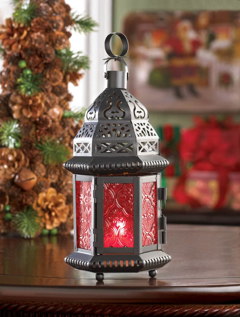 Red Glass Moroccan Lantern 