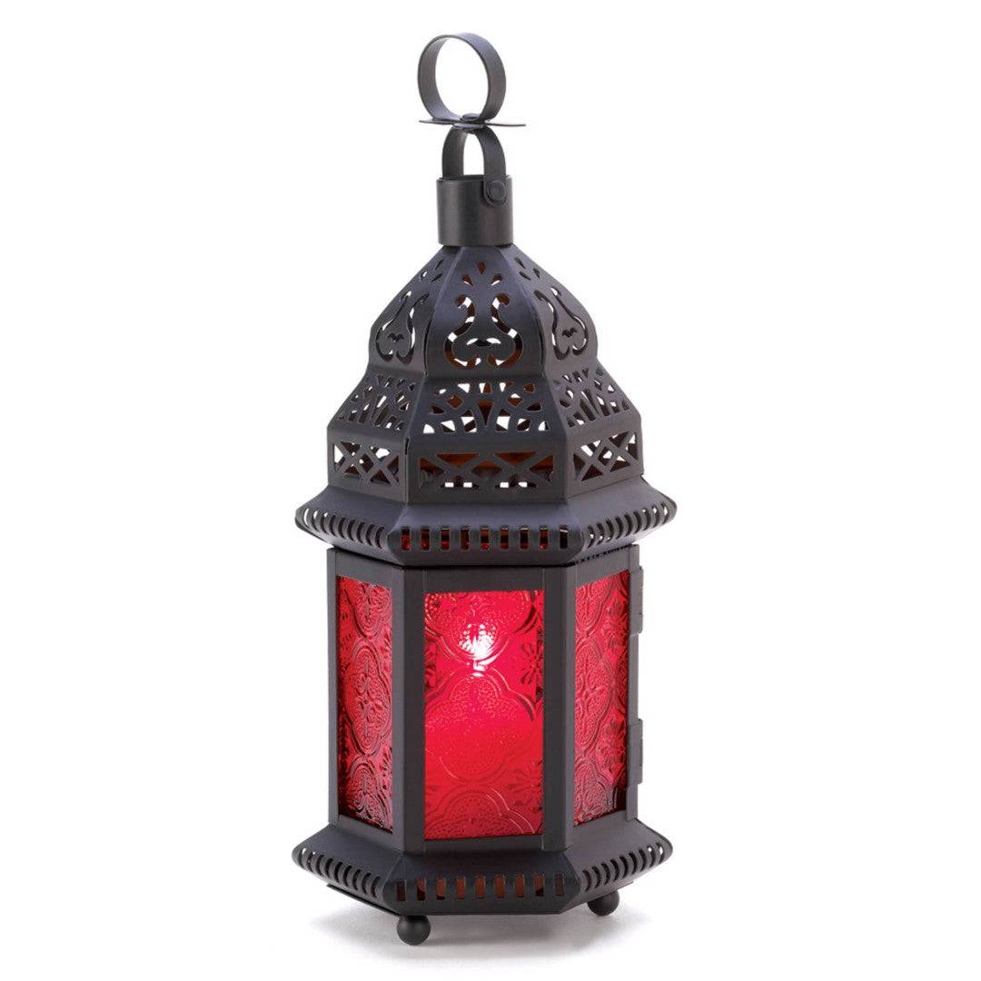 Red Glass Moroccan Lantern 