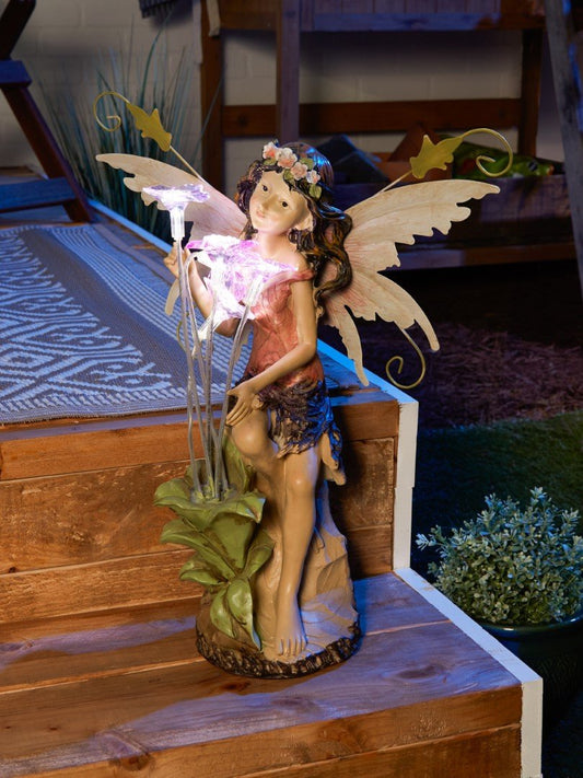 Peony Fairy Solar Statue 