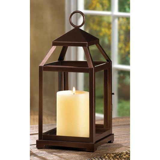 Bronze Contemporary Candle Lantern 